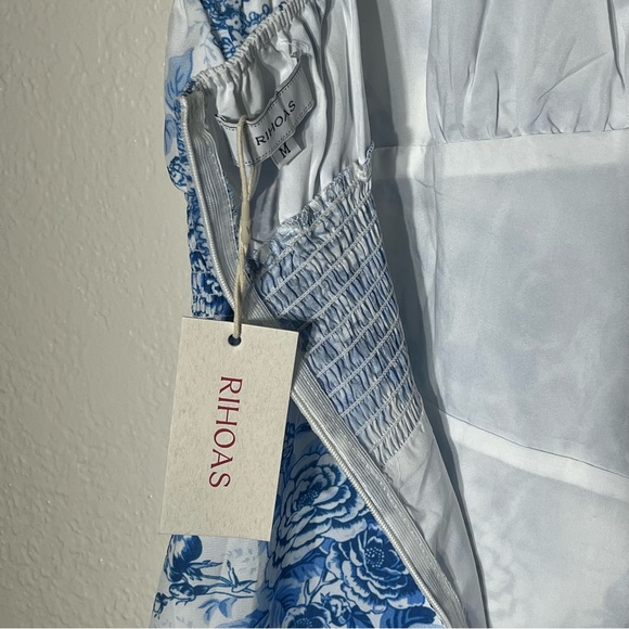 RIHOAS Blue Floral Tie Strap Dress Sz M NWT - Picture 4 of 6